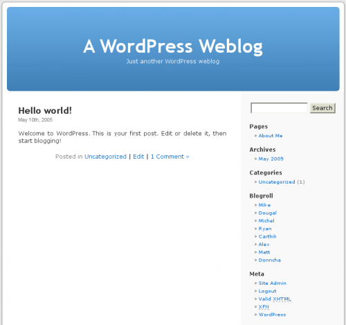 The default WordPress theme {Wikimedia Commons}